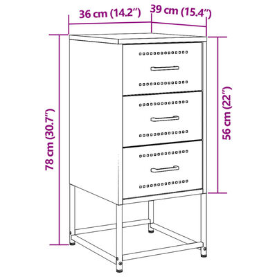 vidaXL Sängbord 2 st svart 36x39x78 cm stål