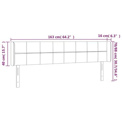 vidaXL Sänggavel LED gräddvit 163x16x78/88 cm tyg