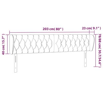 vidaXL Sänggavel med kanter blå 203x23x78/88 cm tyg