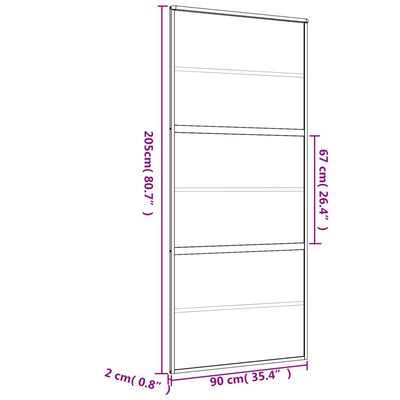 vidaXL Skjutdörr guld 90x205 cm klart ESG-glas och aluminium