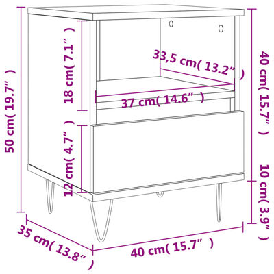 vidaXL Sängbord 2 st sonoma-ek 40x35x50 cm konstruerat trä