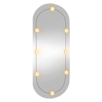 vidaXL Väggspegel med LED-belysning 45x100 cm glas oval