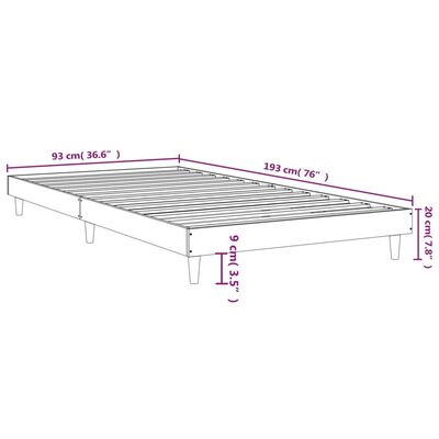 vidaXL Sängram svart 90x190 cm konstruerat trä