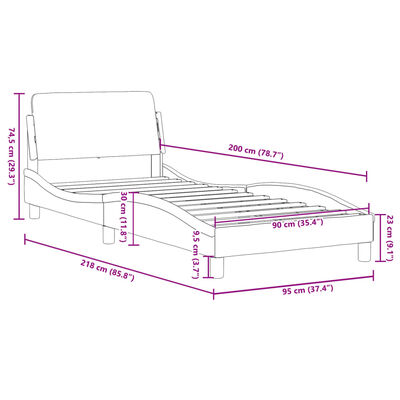 vidaXL Sängram med huvudgavel mörkgrön 90x200 cm sammet