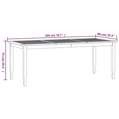 vidaXL Trädgårdsbord 200x90x75 cm massiv teak