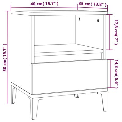 vidaXL Sängbord 2 st vit högglans 40x35x50 cm