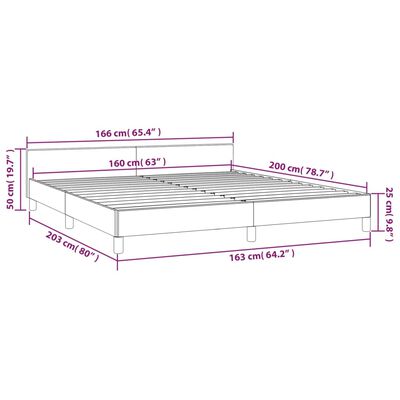 vidaXL Sängram utan madrass mörkbrun 160x200 cm tyg