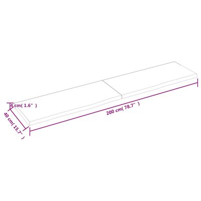 vidaXL Bordsskiva 200x40x(2-4) cm obehandlad massiv ek