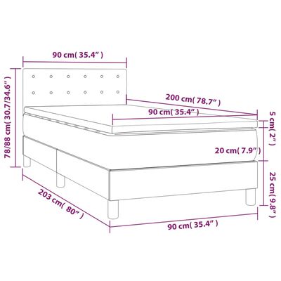 vidaXL Ramsäng med madrass & LED svart 90x200 cm konstläder