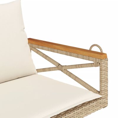 vidaXL Gungbänk med dynor beige 109x62x40 cm konstrotting