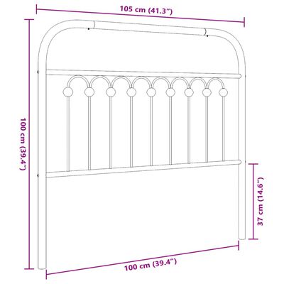 vidaXL Huvudgavel metall vit 100 cm