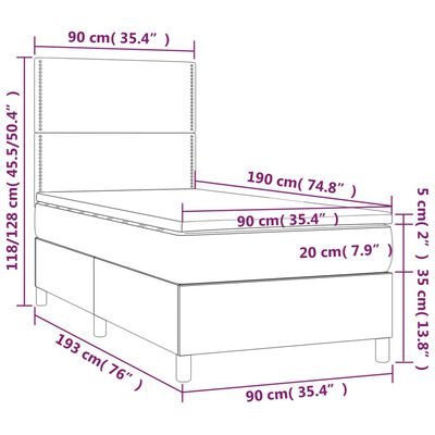 vidaXL Ramsäng med madrass svart 90x190 cm sammet