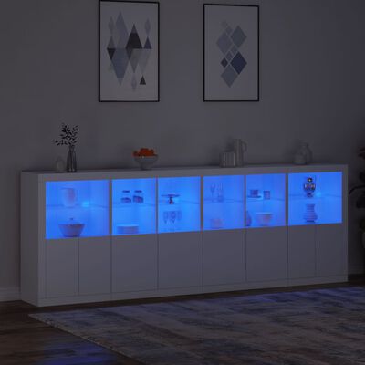 vidaXL Skänk med LED-belysning vit 283x37x100 cm