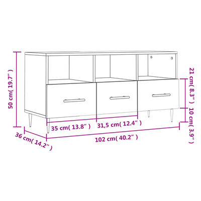 vidaXL Tv-bänk vit högglans 102x36x50 cm konstruerat trä