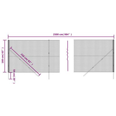 vidaXL Stängsel antracit 1,6x25 m galvaniserat stål