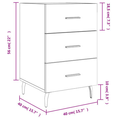 vidaXL Sängbord vit 40x40x66 cm konstruerat trä