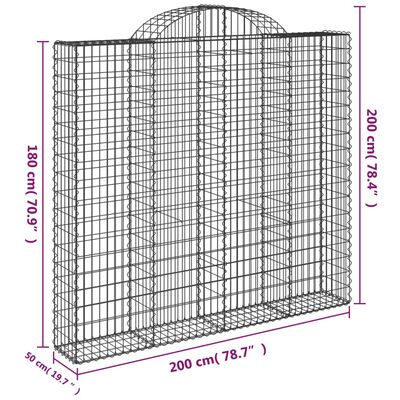 vidaXL Gabioner bågformade 12 st 200x50x180/200 cm galvaniserat järn