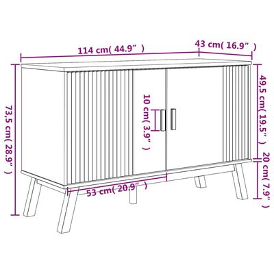 vidaXL Skänk OLDEN vit och brun 114x43x73,5 cm massiv furu