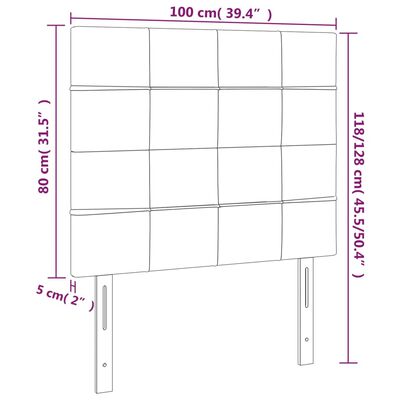 vidaXL Sänggavel LED gräddvit 100x5x118/128 cm tyg