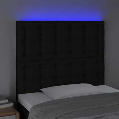 vidaXL Sänggavel LED svart 100x5x118/128 cm tyg