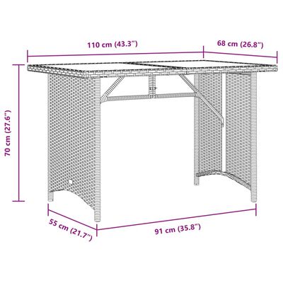 vidaXL Trädgårdsbord med träskiva svart 110x68x70 cm konstrotting