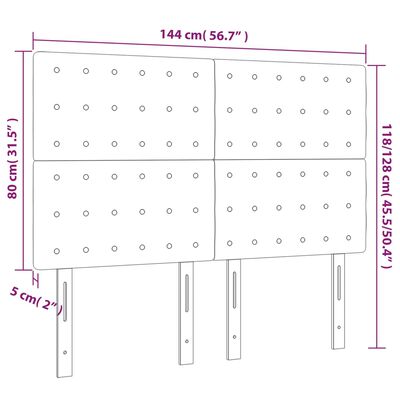 vidaXL Sänggavel LED svart 144x5x118/128 cm tyg