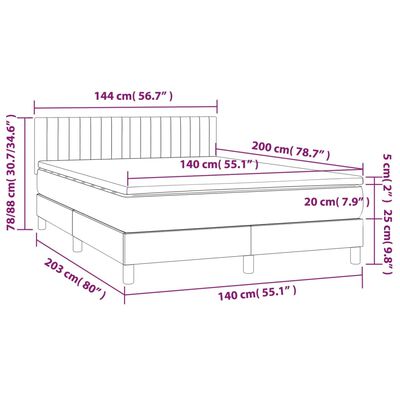 vidaXL Ramsäng med madrass mörkblå 140x200 cm sammet