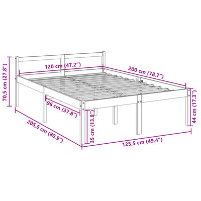 vidaXL Säng vit 120x200 cm massiv furu