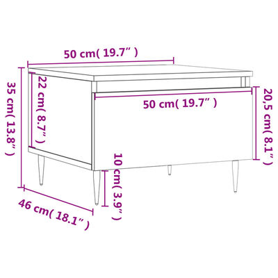 vidaXL Soffbord 2 st brun ek 50x46x35 cm konstruerat trä