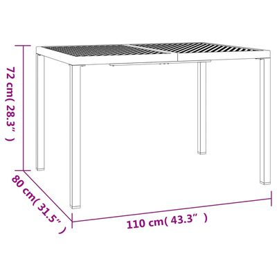 vidaXL Trädgårdsbord antracit 110x80x72 cm stål