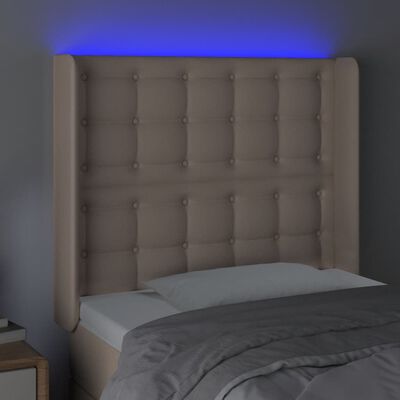 vidaXL Sänggavel LED cappuccino 93x16x118/128 cm konstläder