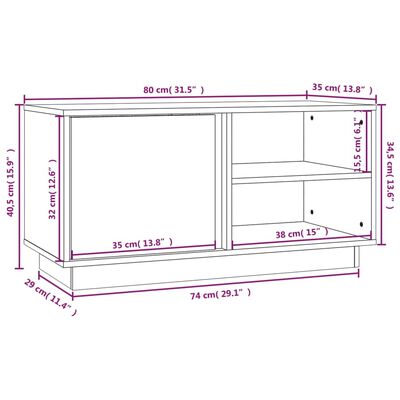 vidaXL Tv-bänk grå 80x35x40,5 cm massiv furu