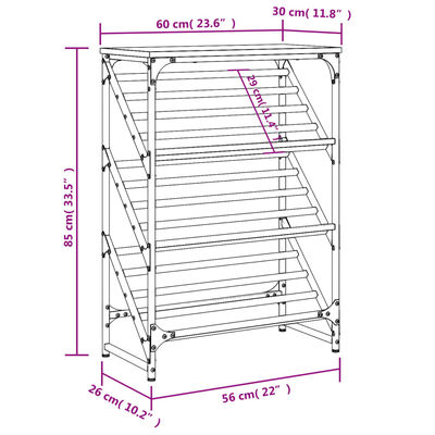 vidaXL Skohylla sonoma-ek 60x30x85 cm konstruerat trä