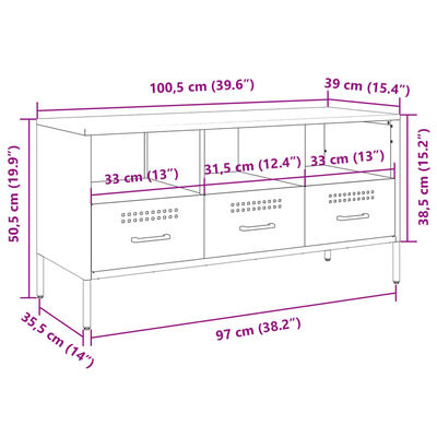 vidaXL TV-skåp rosa 100,5x39x50,5 cm stål