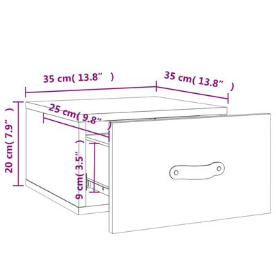 vidaXL Väggmonterade sängbord 2 st betonggrå 35x35x20 cm