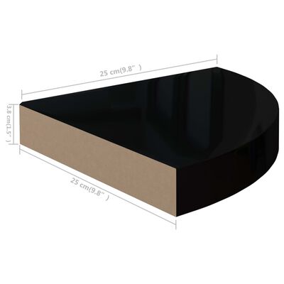 vidaXL Svävande hörnhyllor 4 st svart högglans 25x25x3,8 cm MDF