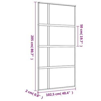 vidaXL Skjutdörr guld 102,5x205 cm frostat ESG-glas och aluminium