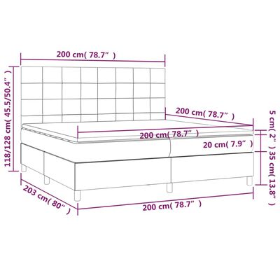 vidaXL Ramsäng med madrass & LED mörkgrön 200x200 cm sammet