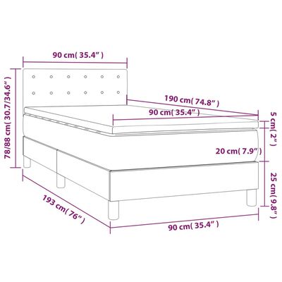 vidaXL Ramsäng med madrass svart 90x190 cm sammet