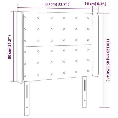 vidaXL Sänggavel LED svart 83x16x118/128 cm tyg