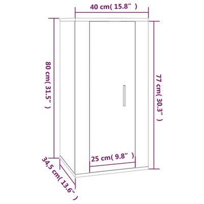 vidaXL Väggmonterad tv-bänk rökfärgad ek 40x34,5x80 cm