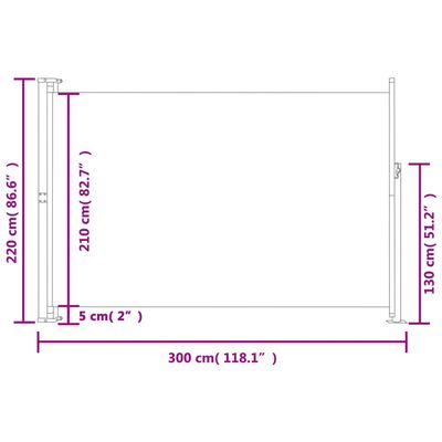 vidaXL Infällbar sidomarkis 220x300 cm brun