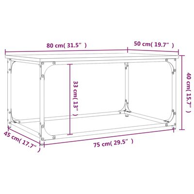 vidaXL Soffbord brun ek 80x50x40 cm konstruerat trä och järn