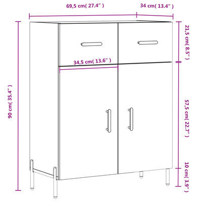 vidaXL Skåp svart 69,5x34x90 cm konstruerat trä