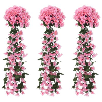 vidaXL Julkransar med blommor 3 st rosa 85 cm