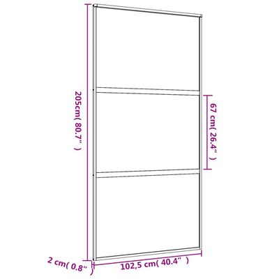 vidaXL Skjutdörr guld 102,5x205 cm frostat ESG-glas och aluminium