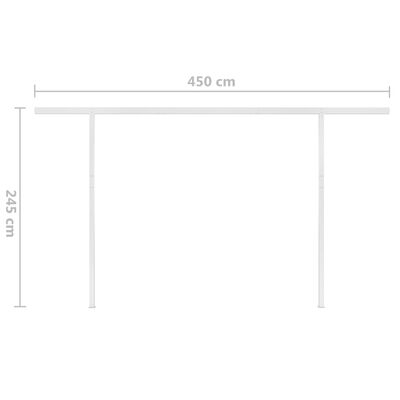 vidaXL Markis med stolpar manuellt infällbar 4,5x3 m orange och brun