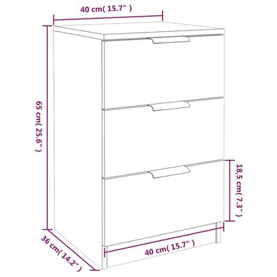 vidaXL Sängbord 2 st svart 40x36x65 cm