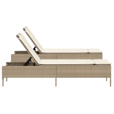 vidaXL Solsängar med dynor 2 st beige konstrotting