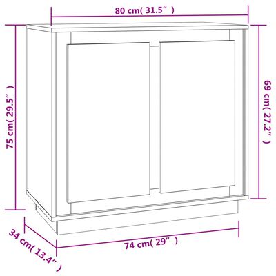 vidaXL Skänk sonoma-ek 80x34x75 cm konstruerat trä